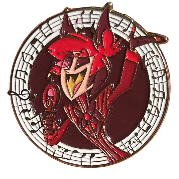 Hazbin Hotel Alastor Musical Notes Music Enamel Pin - Picture 1 of 7